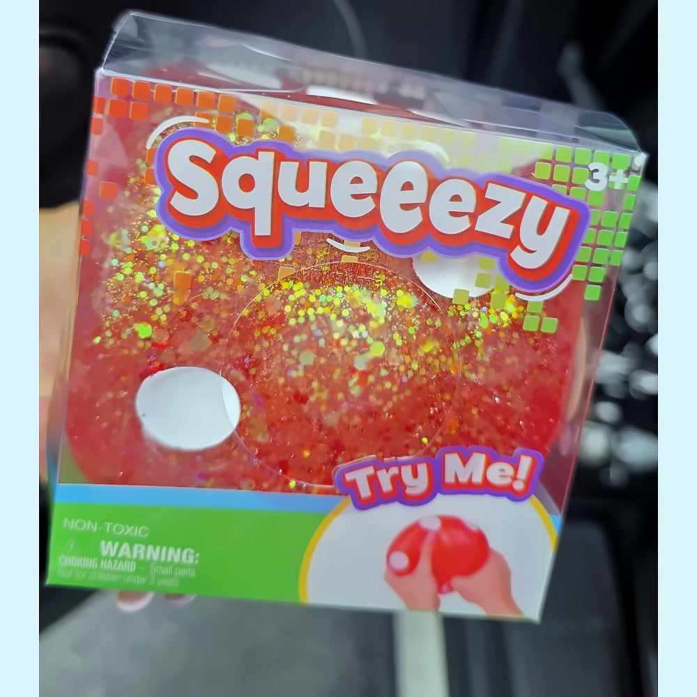 Red and Gold Glitter Squeeeezy Dice Squishy